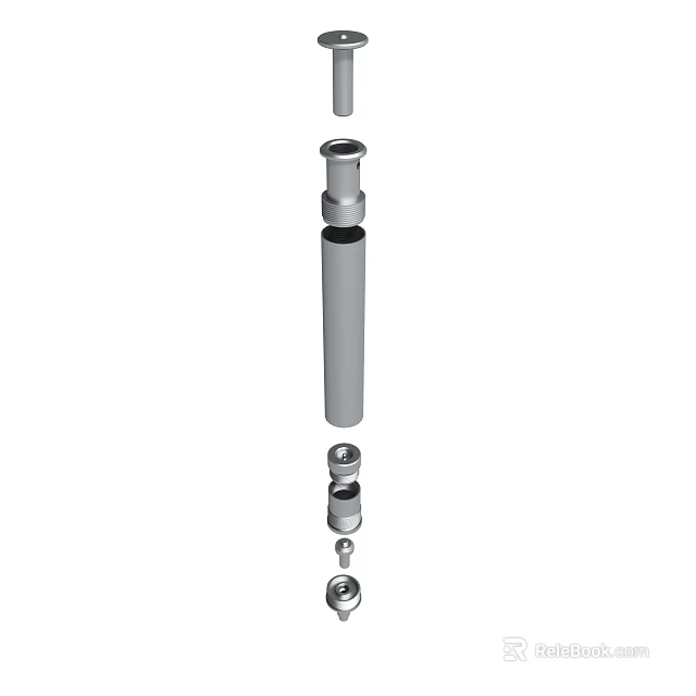 Industrial Mechanical Cylindrical Components Including Metal Sleeves And Shafts 3d model 