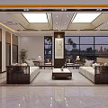 Modern Chinese Office Interior With Spacious Layout Large Windows Sofa Seating And Marble Floor