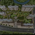 Modern High Rise Residential Buildings With Evening Lighting Street Cars And Trees