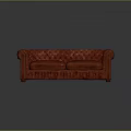 Classic Red Leather Sofa With Tufted Diamond Pattern Two Seater Design 3d model