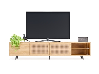 Modern Simple Solid Wood TV Cabinet 3d model