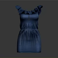 Stylish Blue Sleeveless Dress With Ruffled Collar And Decorative Buttons