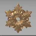 Golden Carved Flower Ornament With Intricate Petal Design And Center Hole