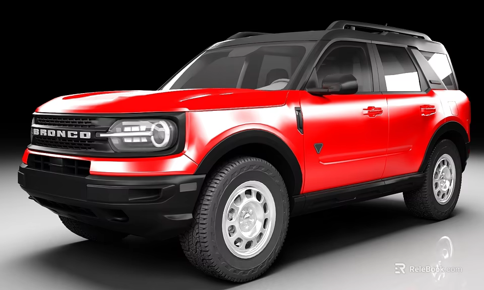 Red Ford Bronco SUV With Black Roof And Off Road Style Design 3d model 