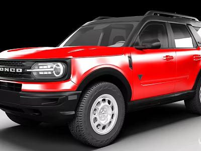 Red Ford Bronco SUV With Black Roof And Off Road Style Design 3d model