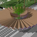 Folding Angle Round Flower Shape Wooden Structure Cable-stayed Porch Shelf Gazebo 3d model