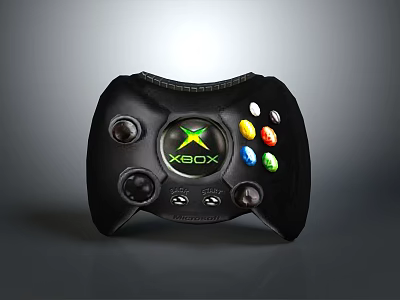 Xbox Controller With Colored Buttons And Black Ergonomic Design For Gaming 3d model