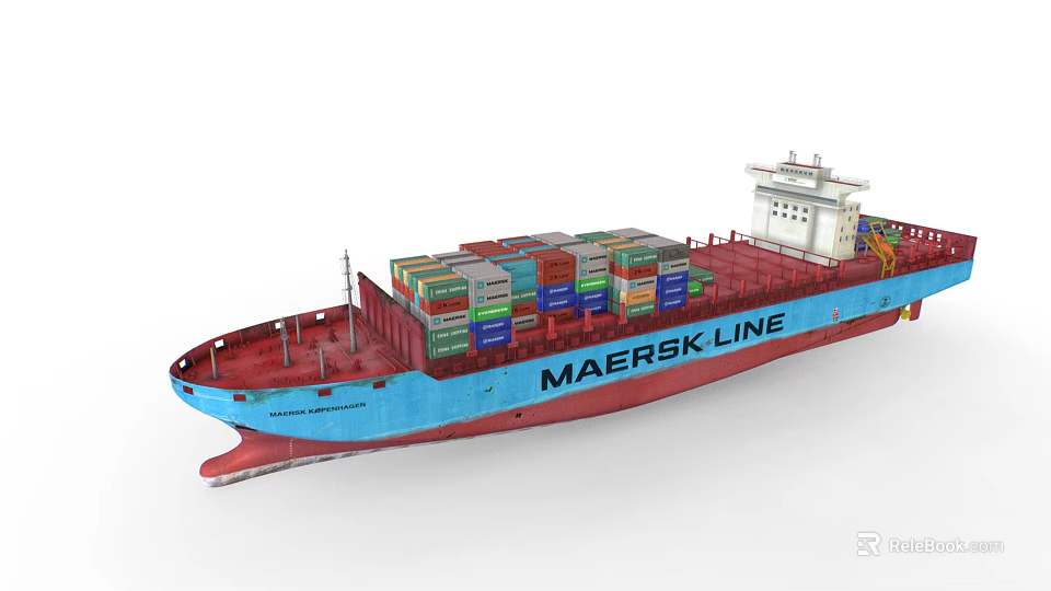 Maersk Line Container Ship Loaded With Multicolored Containers For Maritime Cargo Transport 3d model 