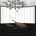 Modern Leaf Shaped Metal Sculpture Carving In Contemporary Interior Decor