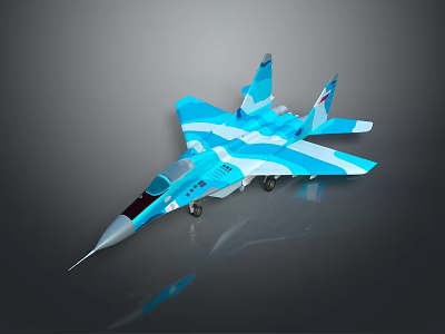 Sleek Blue Fighter Jet Model Featuring Detailed Design And Shiny Surface 3d model