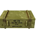 Military Weapon Storage Crate With Green Exterior Metal Straps And Marked Inscriptions