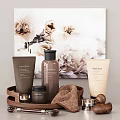 Innisfree Daily Cleansing Products Arranged On Wooden Tray With Soft Towel And Floral Artwork