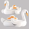 Swan Shaped Decorative Ornament Set With White Body And Orange Accent Details