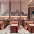 Elegant Modern SPA Sauna Room Interior With Comfortable Massage Beds Decorative Wall And Soft Lighting