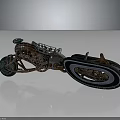 Industrial Design Motorcycle With Track Rear Wheel Metallic Body And Copper Green Details