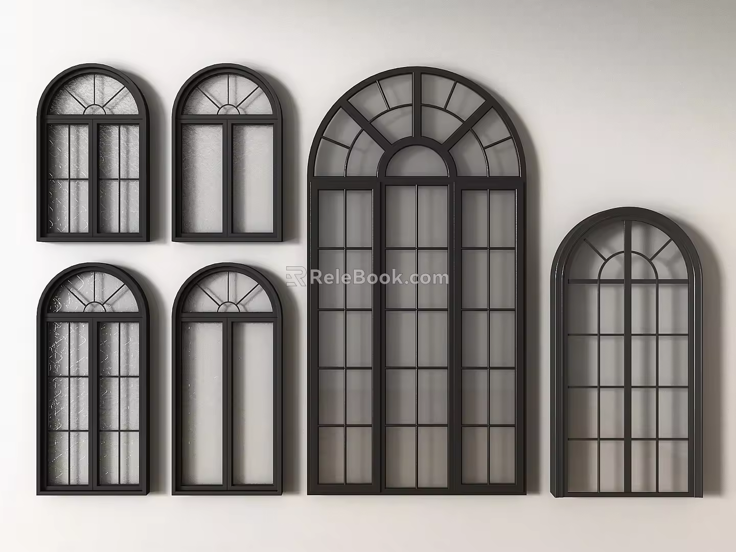 French windows retro casement window casement window arched window glass window 3d model