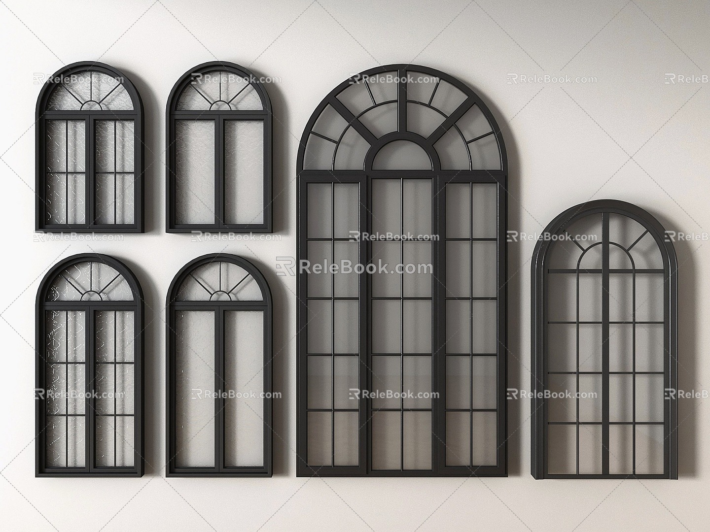 French windows retro casement window casement window arched window window glass window 3d model