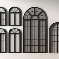 French windows retro casement window casement window arched window window glass window 3d model