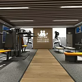 Modern Fitness Gym Interior With Workout Equipment Benches And Wooden Floor