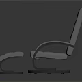 Modern Gray Padded Recliner Chair With Matching Ottoman And Curved Arms