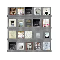Books and Magazines on Metal Shelf with Various Covers Including Design Art and Lifestyle