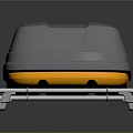 Gray Car Roof Box With Orange Bottom Edge And White Mounting Brackets