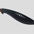 Sharp Kitchen Knife With Wooden Handle And Holes On Blade Surface 3d model