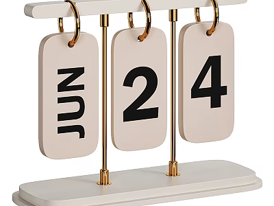 Decorative Date Display Ornament Set With Wooden Stand Metal Rings And Number Month Tags 3d model