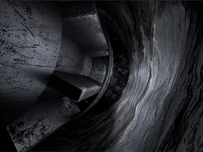 Rock Cave Interior With Dark Curved Walls And Rough Stone Texture 3d model