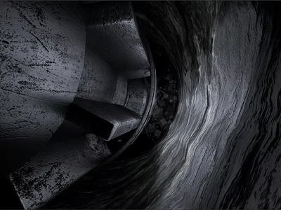 Rock Cave Interior With Dark Curved Walls And Rough Stone Texture 3d model