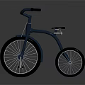 Blue Tricycle With Sleek Design Metal Frame Three Wheels Handlebars And Seat