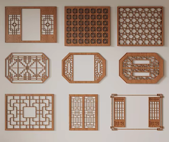 New Chinese-style openwork window grilles 3d model