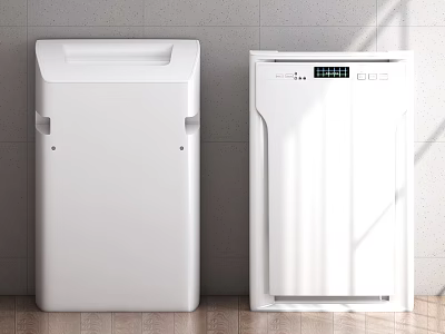 Two White Smart Machines With Digital Display And Modern Design For Home 3d model