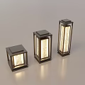 Three Square Modern Outdoor Lights With Black Frame And LED Illumination