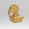 Golden Horse Head Decorative Ornament Set With Square Base And Classic Design
