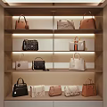 Elegant Shelf Display Of Various Designer Handbags In Different Colors And Styles