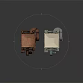 Industrial Conical Equipment With Rusty Red And Beige Metal Frames Worn Texture
