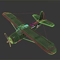 Vintage Green Biplane Model With Propeller Wings And Star Emblem Details