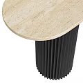 Modern Console Table With Light Beige Marble Top And Black Fluted Columns 3d model