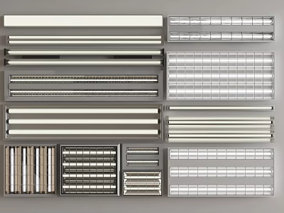 Various Styles Of Grid Lights With Linear And Panel Designs For Ceiling Installation 3d model