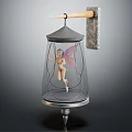 Fairy Character Enclosed in Decorative Hanging Lantern With Metal Frame and Stone Mount