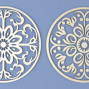Chinese-style Carved Round Carved Traditional Pattern Lattice Carved Pattern 3d model