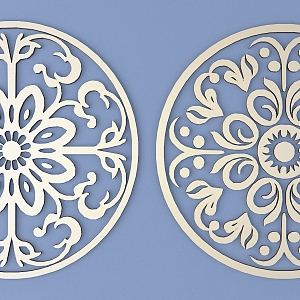 Chinese-style Carved Round Carved Traditional Pattern Lattice Carved Pattern 3d model