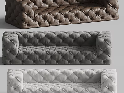 Tufted Upholstered Sofa In Three Colors Brown Gray And Beige Design 3d model