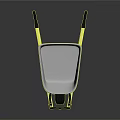 Sturdy Metal Wheelbarrow With Yellow Handles And Black Wheel For Garden Use