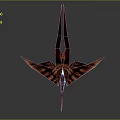 Red Origami Crane With Spread Wings And Detailed Intricate Texture Metallic Shine Artistic Sculpture