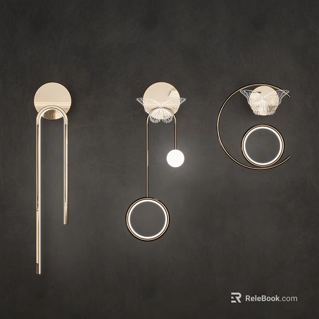 Modern Wall Lamps With Metallic Frames And Circular Decorative Elements 3d model