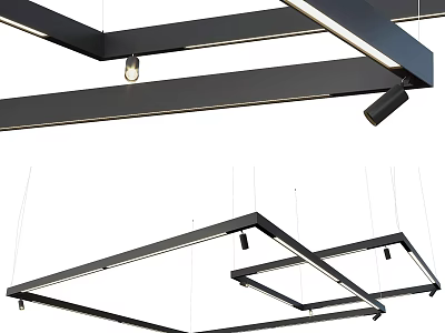 Modern Pendant Lights With Black Frame And Hanging Design For Interior Decoration 3d model