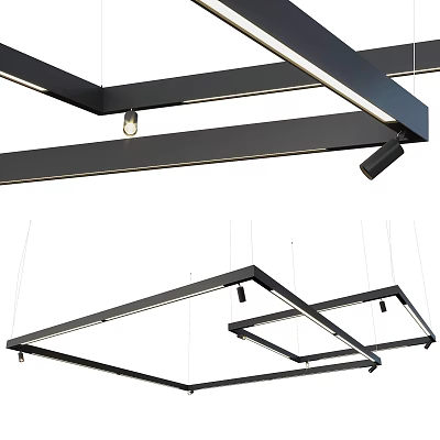 Modern Pendant Lights With Black Frame And Hanging Design For Interior Decoration 3d model
