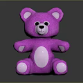 Pink Knitted Teddy Bear Doll with White Ears Belly Paws in Sitting Posture Dark Background